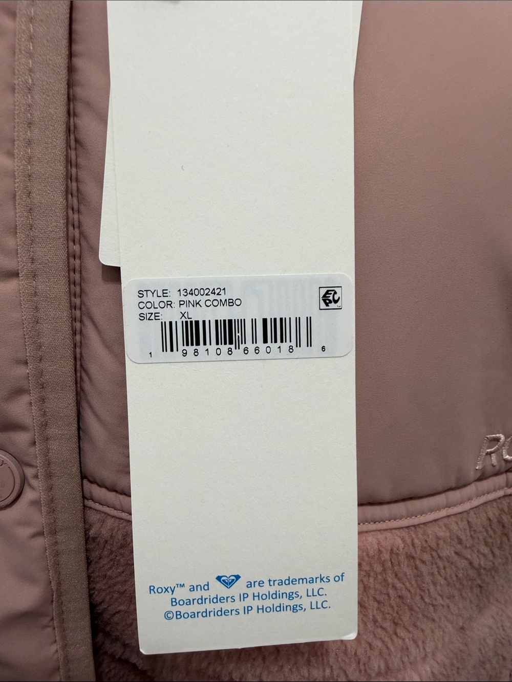 Roxy Axel Bonded Dusty Rose Sherpa Snap-Front Jacket Size XL - Picture 6 of 11